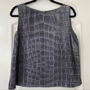 LAFAYETTE 148 Silk Gunmetal silver grey sleeveless shell blouse SIZE 8